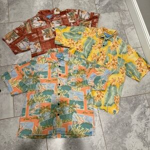 Lot of Bermuda Bay Size L 100% Silk Hawaiian Shirts Beach Summer EUC